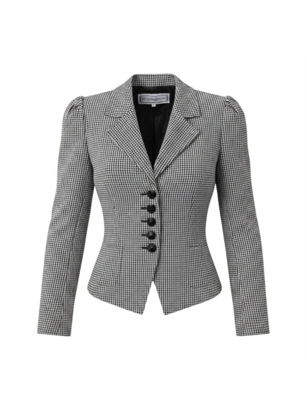 Saint Laurent Tailored Jacket All Over Print Silk Blend Black White M